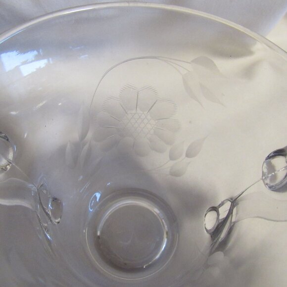 Vintage Imperial Candlewick Hughes Cornflower Etched Cream, Sugar and Tray J484 - Picture 6 of 9